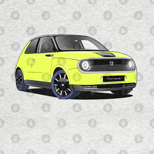 Honda e Electric Car in Standard Yellow by Webazoot